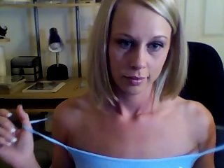 Elegant yet milf blonde young gives a glance at her vulgar alter ego by getting off her short skirt