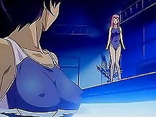 Pink-haired anime cutie gets her pussy fingered in a pool