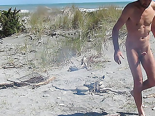 Steve Patrick wanking  on new Zealand beach