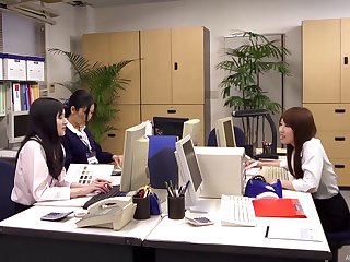 Japanese office babes change clothes in the company locker room