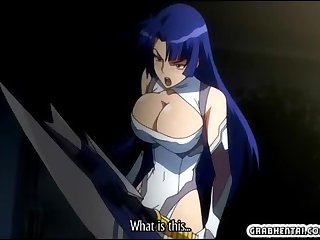 Busty hentai caught and drilled by furry anime tentacles